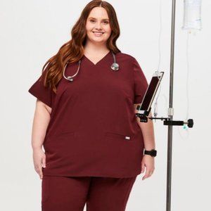Figs Casma Three-Pocket Scrub Top Burgundy 5XL